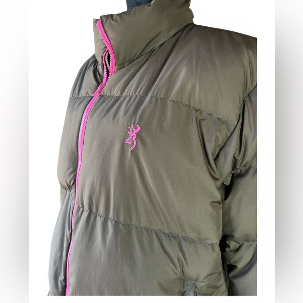 Browning Women’s Goose Down Puffer Jacket Brown Pink Full Zip Size XL - Picture 2 of 8